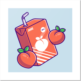 Peach Juice Box Cartoon Posters and Art